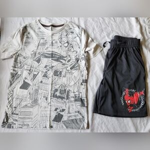 Boys Spiderman Set And Marvel Shorts Size 12
